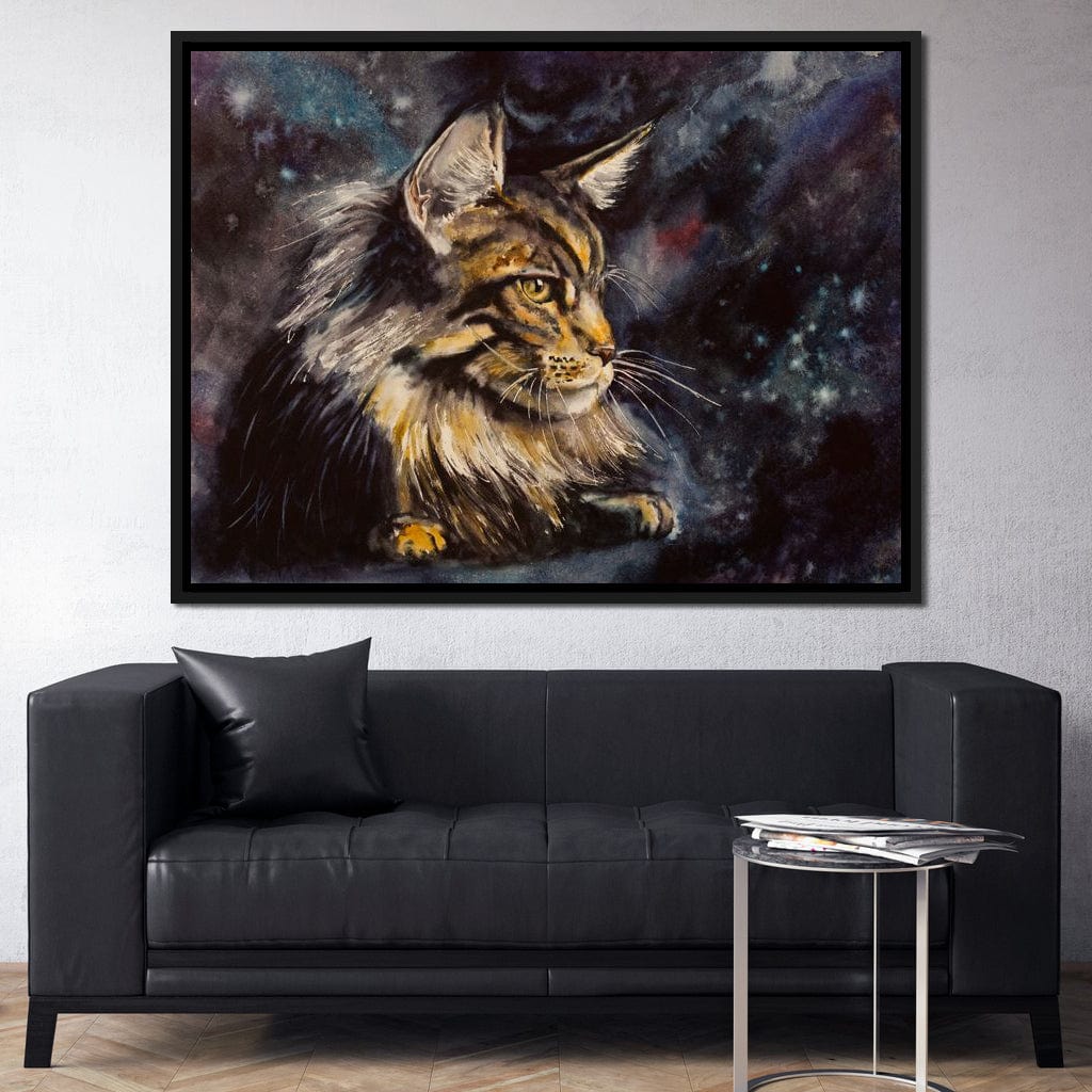 Night Cat Canvas Wall Art