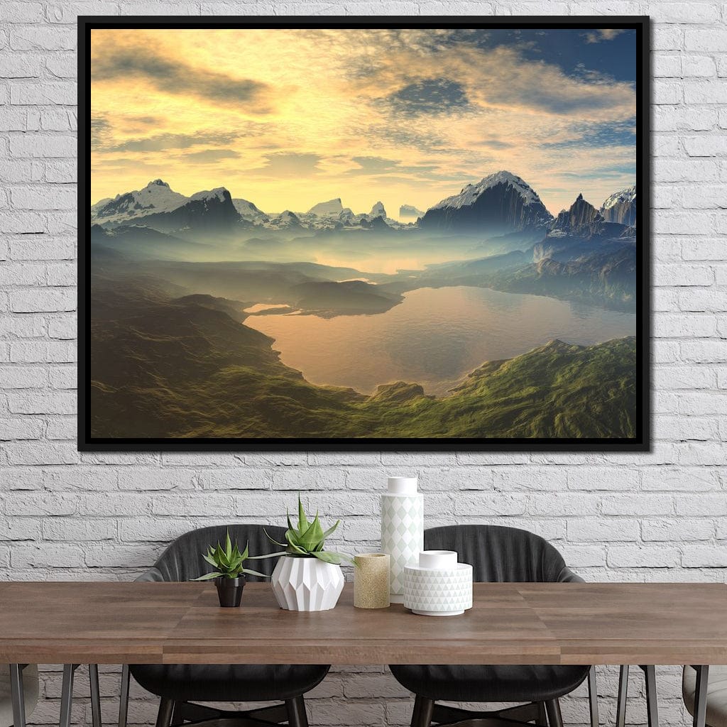 Morning Mist on Serenity Lake Canvas Wall Art