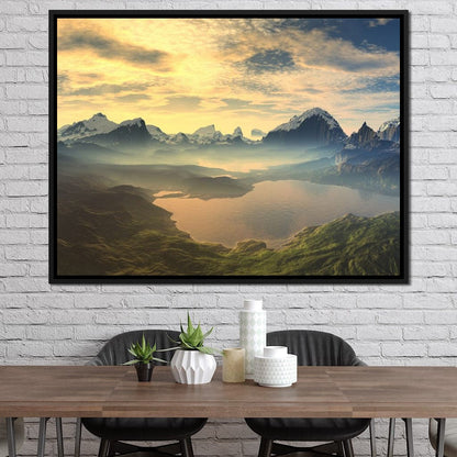 Morning Mist on Serenity Lake Canvas Wall Art