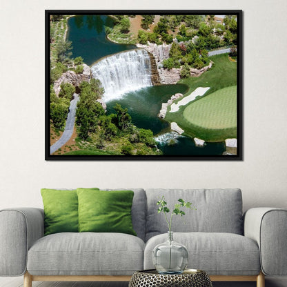 Waterfall on Golf Course Canvas Wall Art