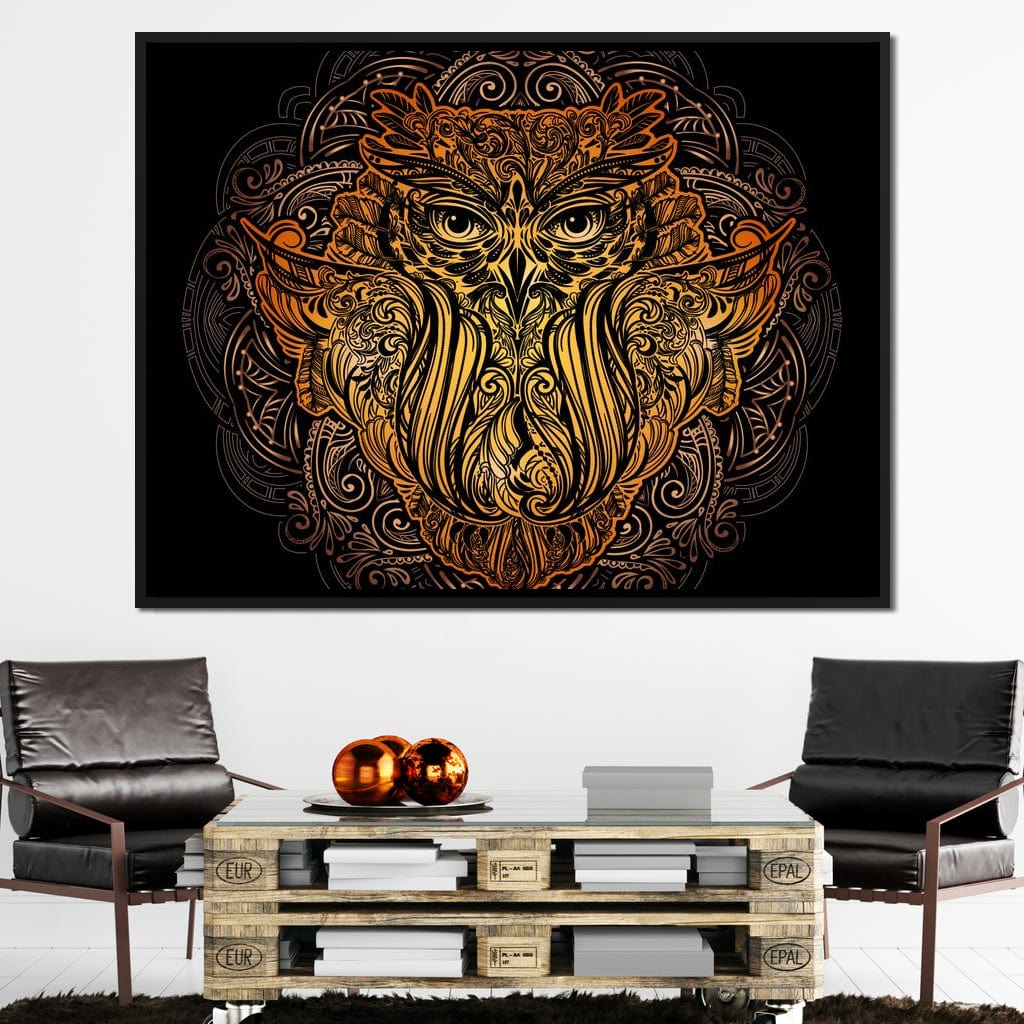 Golden Owl Canvas Wall Art