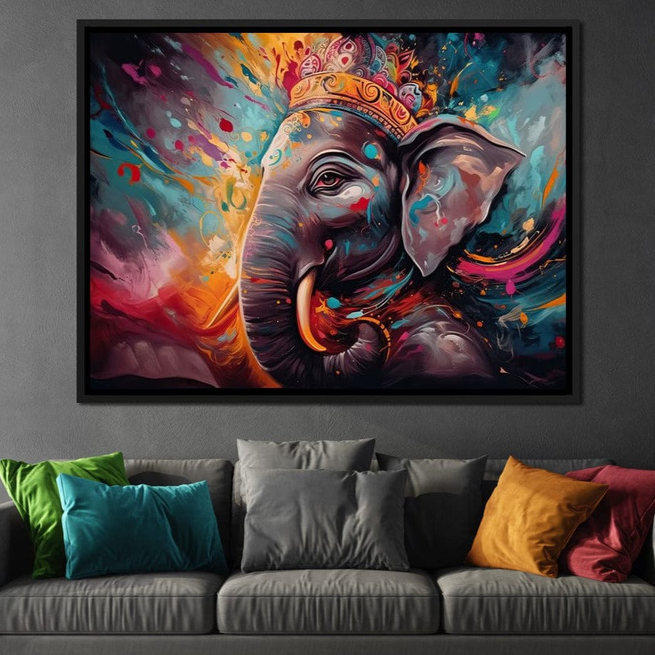 Ganesh Color Splash Canvas Wall Art