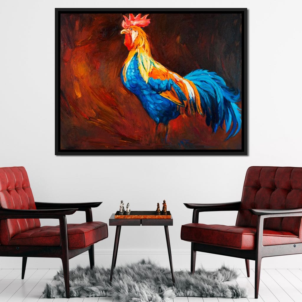 Blue Rooster Canvas Wall Art