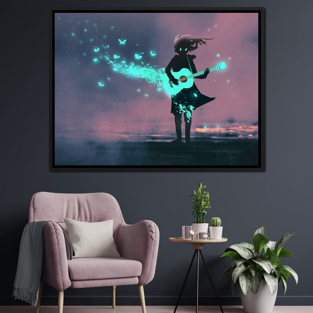 Girl Playing Guitar Canvas Wall Art