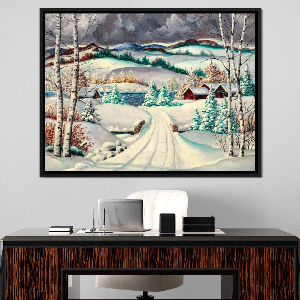 Rural Winter Landscape Canvas Wall Art