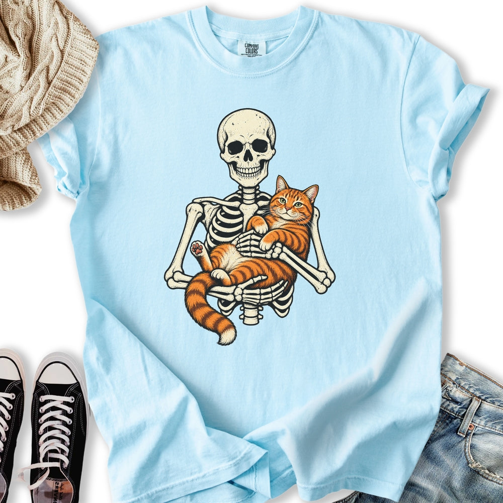 Skeleton Orange Cat Relaxed Tee