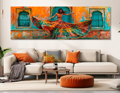Indian Dancing Canvas – Colorful Rajasthan Wall Art | Framed Cotton Canvas Print