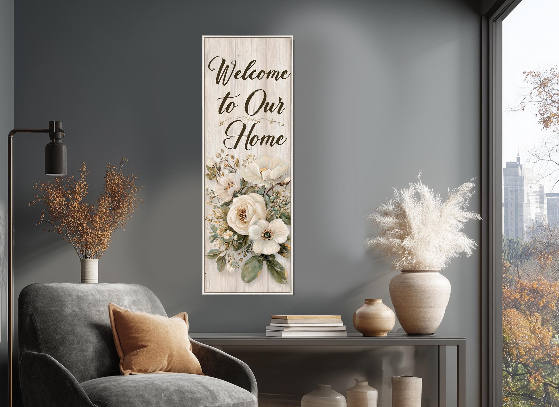 Welcome Home Canvas Print – Cozy Farmhouse Wall Art | Framed & Ready to Hang