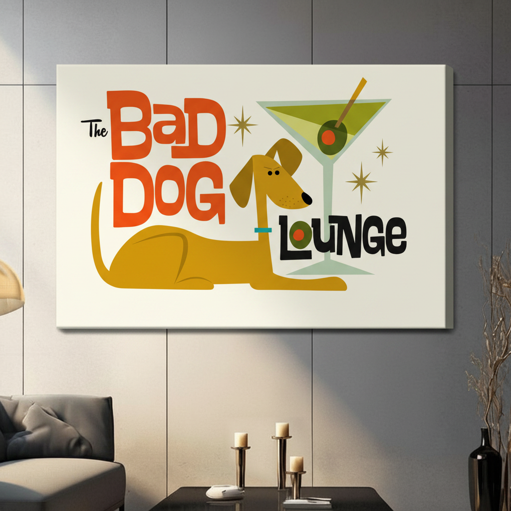 Bad Dog Lounge Retro Canvas Wall Art