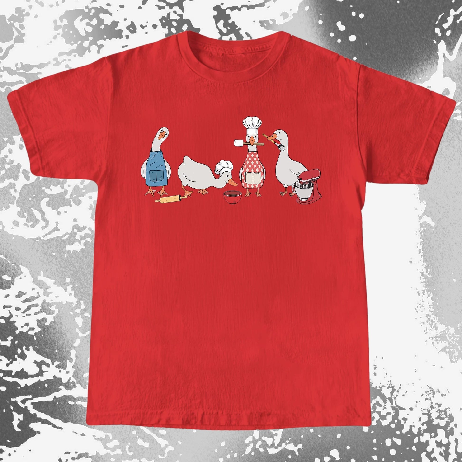 Cute Goose Baking Team Funny Chef Geese T-Shirt (view 8)