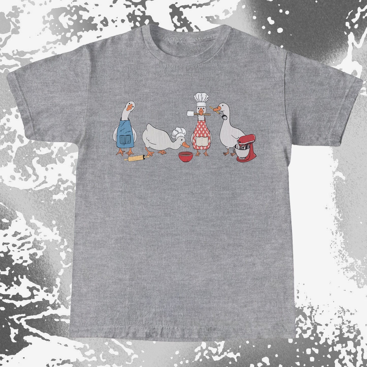 Cute Goose Baking Team Funny Chef Geese T-Shirt (view 5)