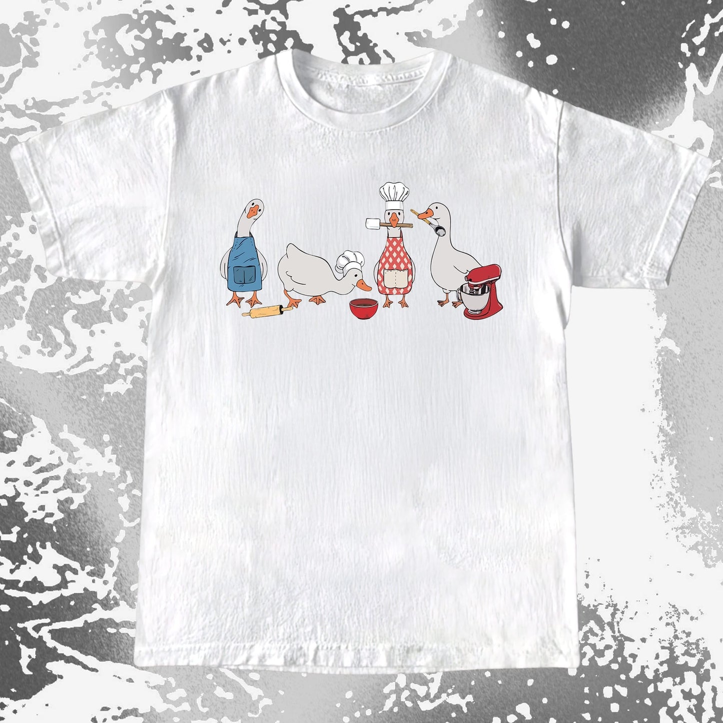 Cute Goose Baking Team Funny Chef Geese T-Shirt (view 4)