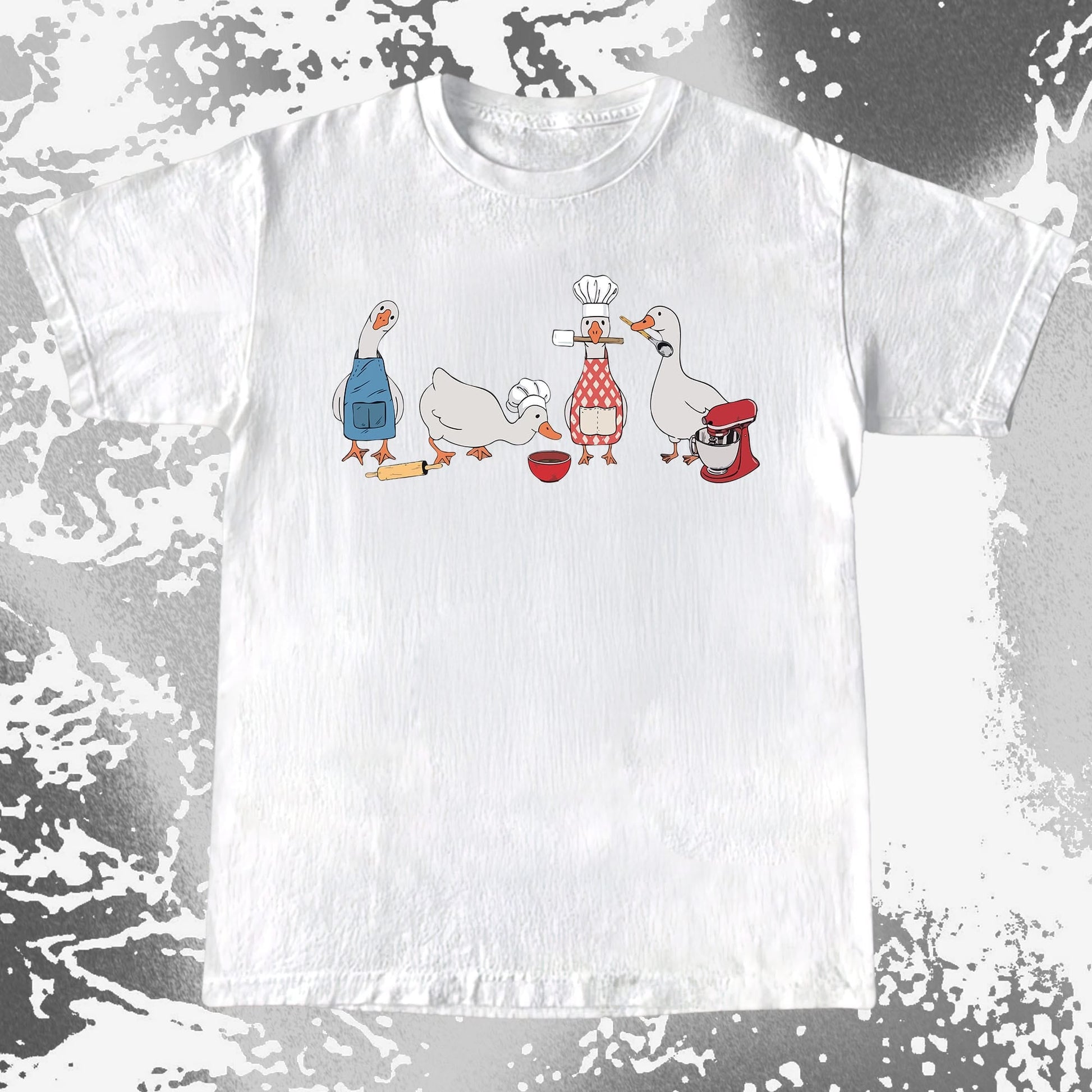 Cute Goose Baking Team Funny Chef Geese T-Shirt (view 4)