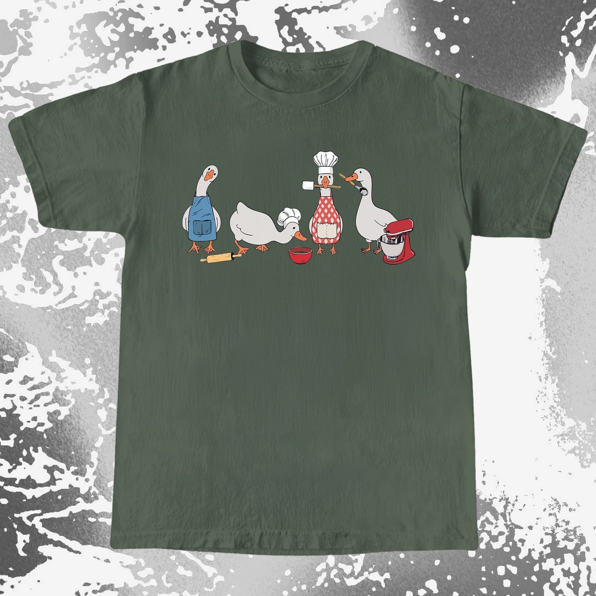 Cute Goose Baking Team Funny Chef Geese T-Shirt (view 7)