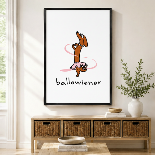 Funny Dachshund Ballerina Canvas Wall Art