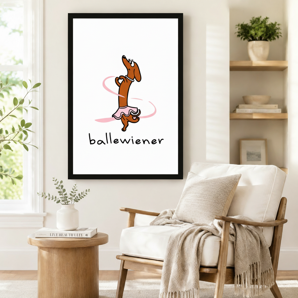 Funny Dachshund Ballerina Canvas Wall Art