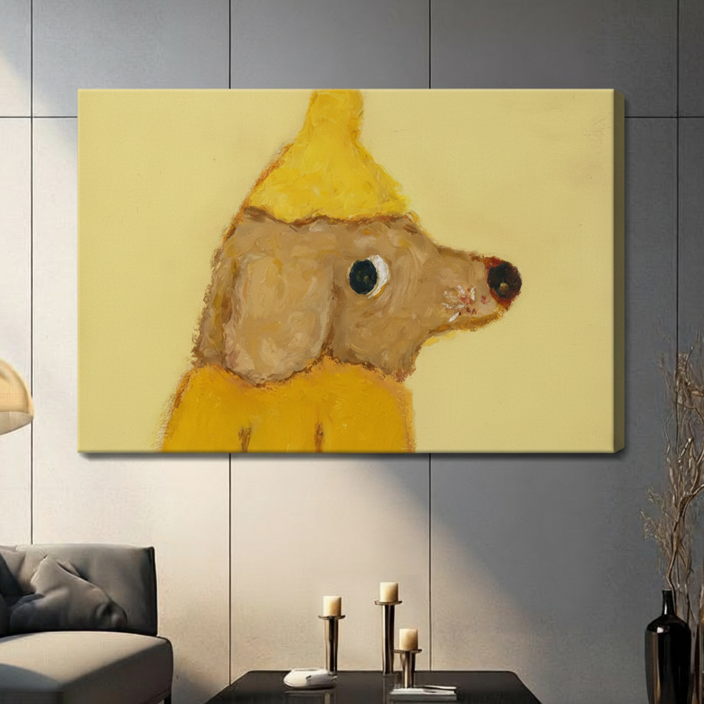 Banana Dog Raincoat Impasto Canvas Wall Art