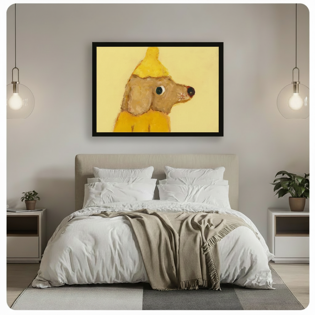 Banana Dog Raincoat Impasto Canvas Wall Art