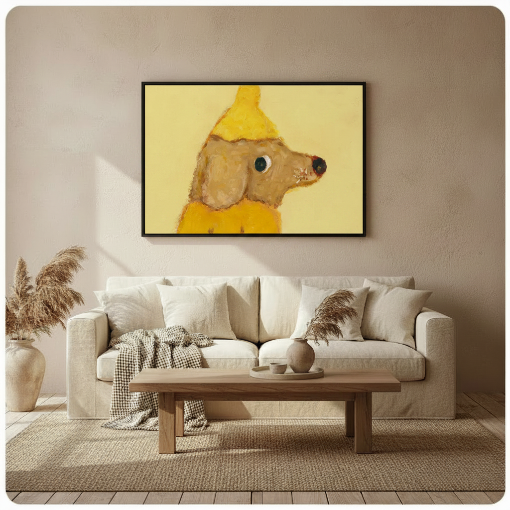 Banana Dog Raincoat Impasto Canvas Wall Art