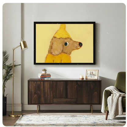 Banana Dog Raincoat Impasto Canvas Wall Art