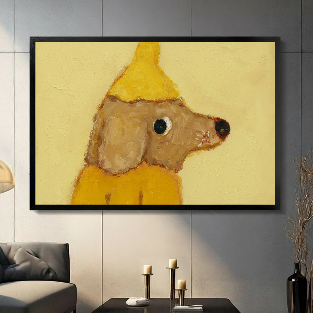 Banana Dog Raincoat Impasto Canvas Wall Art