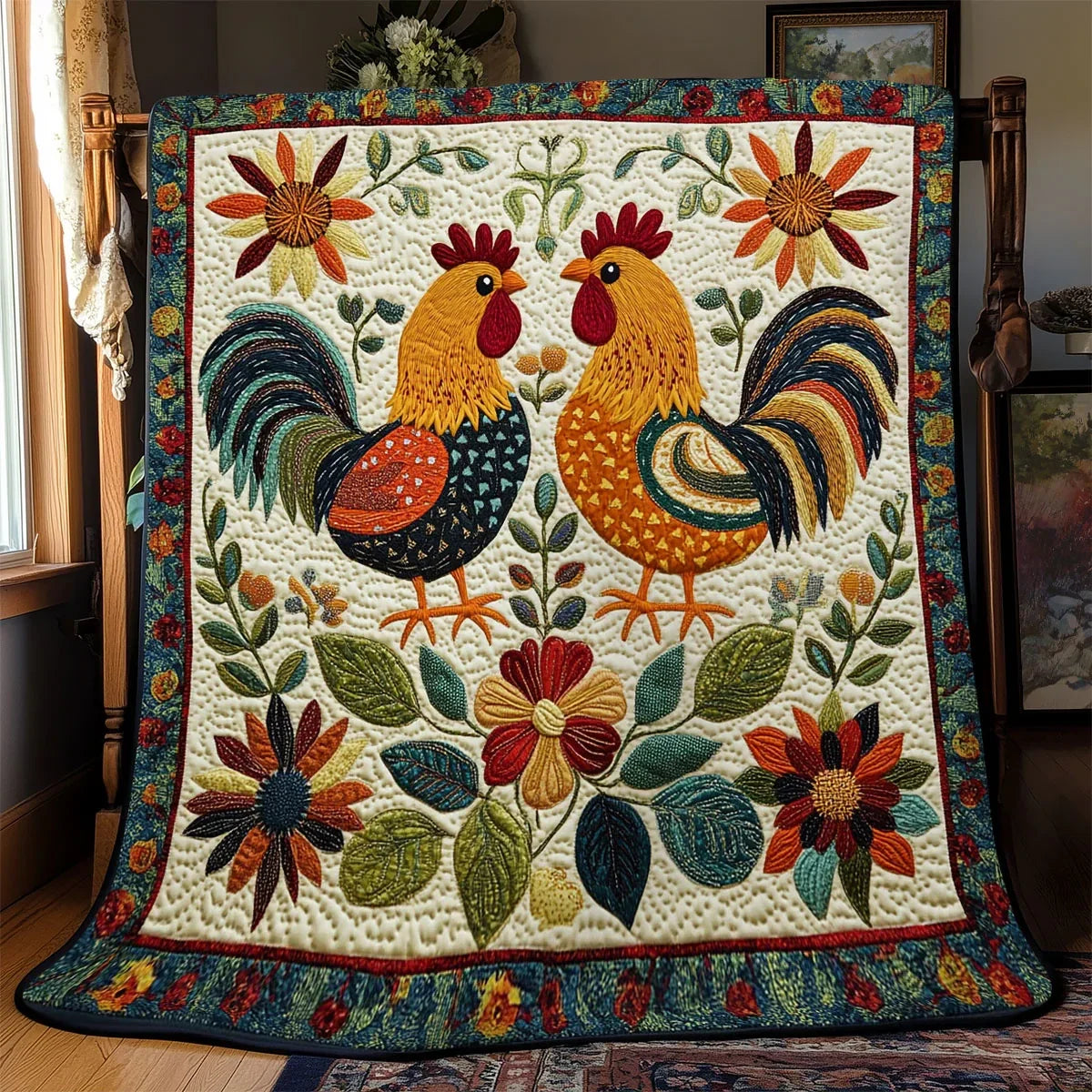 Barnside Chicken Quilt Blanket