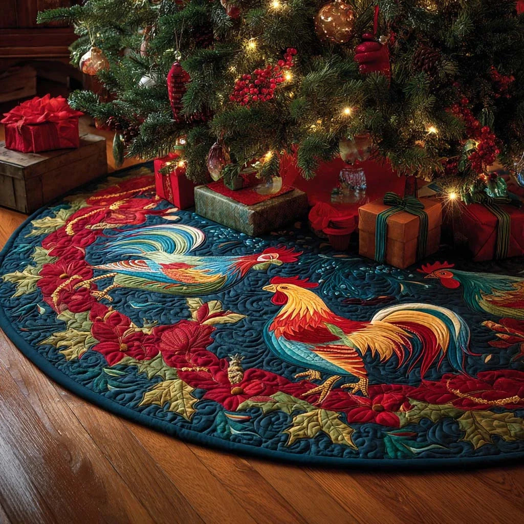Barnyard Breeze Christmas Quilted Tree Skirt