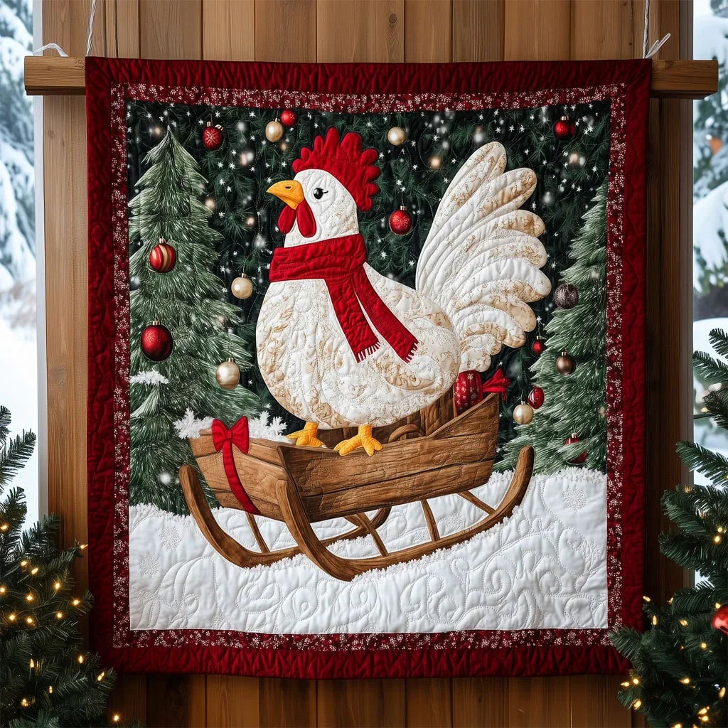 Barnyard Christmas Sleigh Quilt Blanket