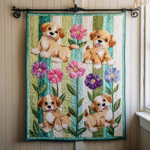 Barnyard Pup Quilt Blanket - Quilted Blanket by Wild and Way