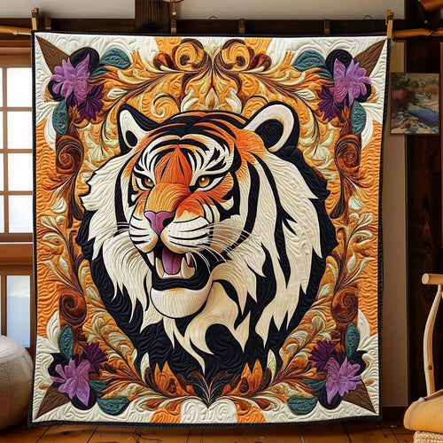 Baroque Tiger Portrait Quilt Blanket