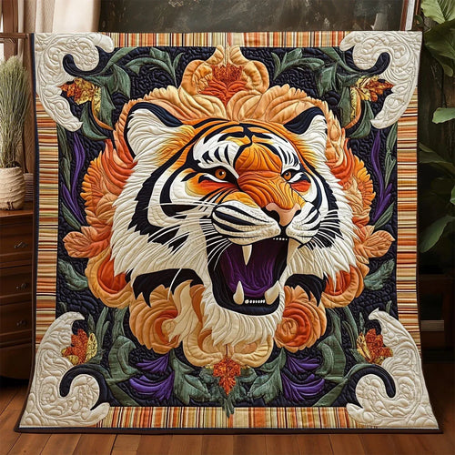 Baroque Tiger Portrait Quilt Blanket