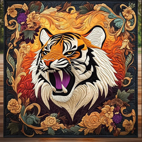 Baroque Tiger Portrait Quilt Blanket