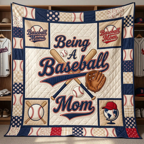 Baseball Mom Quilt Blanket