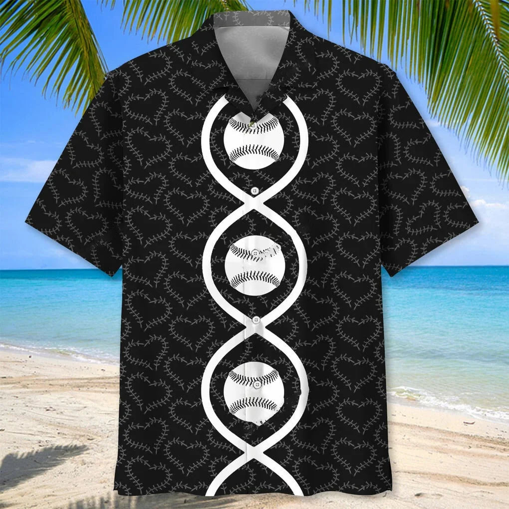 Baseball Dna Hawaiian Shirt - M - hawaiian shirt