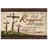 the old rugged cross classic christian hymn wall art canvas print (Landscape)