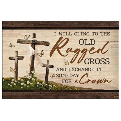 the old rugged cross classic christian hymn wall art canvas print (Landscape)