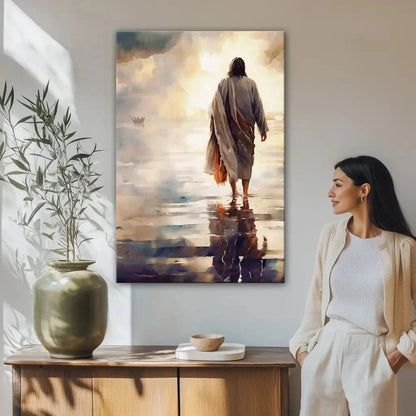 jesus walking on water wall art canvas print (view 3)