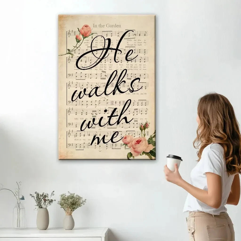 he walks with me wall art canvas print (Landscape)