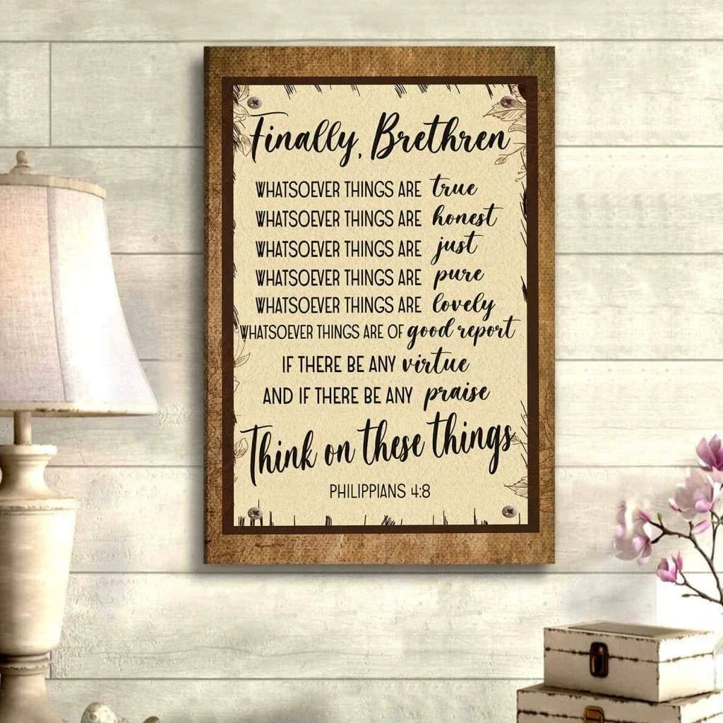 whatsoever things are true philippians 4 8 bible verse wall art canvas