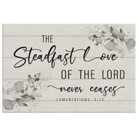 lamentations 3 22 the steadfast love of the lord never ceases canvas wall art (Landscape)