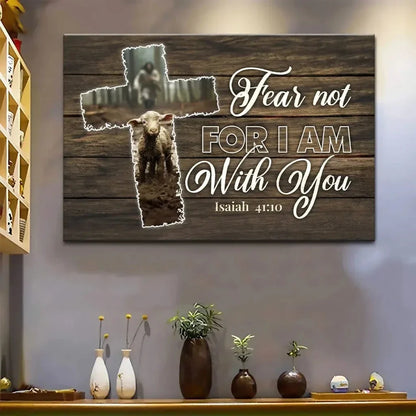 fear not for i am with you jesus and lost sheep wall art canvas (Landscape)