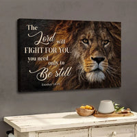 lion of judah exodus 14 14 the lord will fight for you wall art christian canvas print (Landscape)