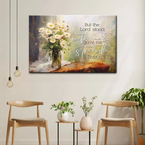but the lord stood with me and gave me strength 2 timothy 4 17 canvas wall art (Landscape)