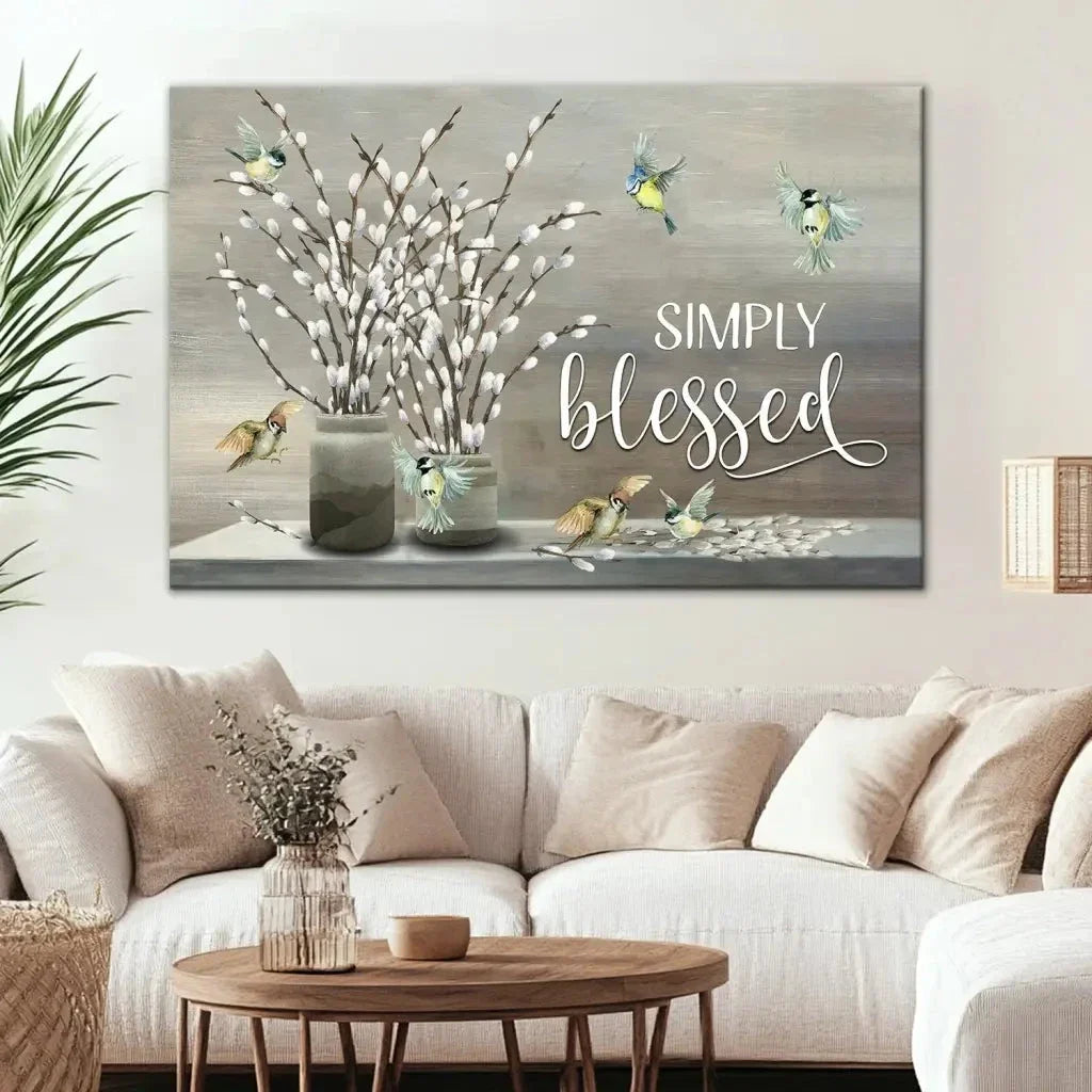 simply blessed wall art canvas christian wall art (Landscape) (view 2)