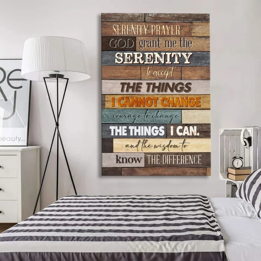 serenity prayer rustic christian wall art canvas