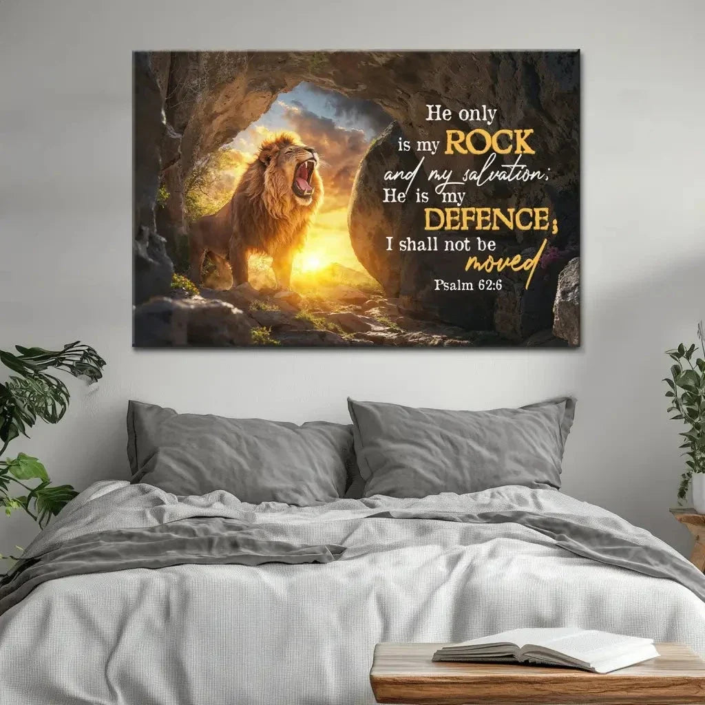 psalm 62 6 kjv he only is my rock and my salvation wall art canvas (Landscape) (view 3)