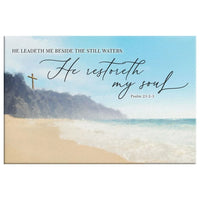 psalm 23 2 3 kjv he leadeth me beside the still waters wall art canvas (Landscape)