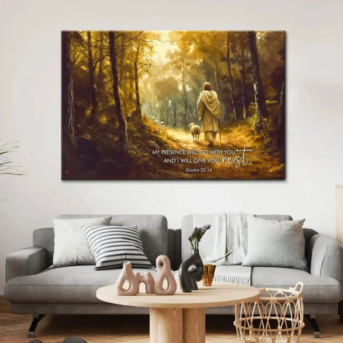 exodus 33 14 my presence will go with you wall art canvas (Landscape)