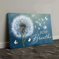 just breathe wall art canvas christian wall art (Landscape)