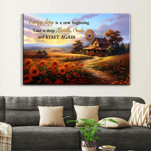 every day is a new beginning american barn wall art canvas (Landscape)